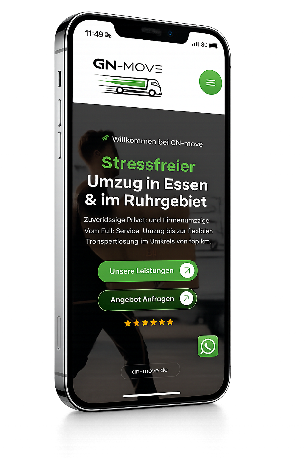 GN-Move Website – Mobile Ansicht iPhone Mockup